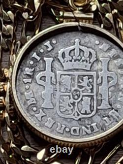 Very Rare 1789 IJ Type Colonial Peru. 903 Silver Reale Pendant w COA & Box