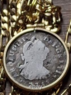 Very Rare 1789 IJ Type Colonial Peru. 903 Silver Reale Pendant w COA & Box
