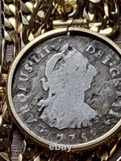 Very Rare 1789 IJ Type Colonial Peru. 903 Silver Reale Pendant w COA & Box