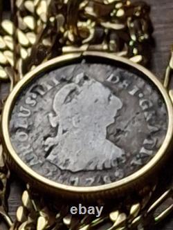 Very Rare 1789 IJ Type Colonial Peru. 903 Silver Reale Pendant w COA & Box