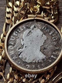 Very Rare 1789 IJ Type Colonial Peru. 903 Silver Reale Pendant w COA & Box