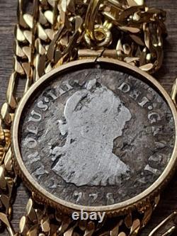 Very Rare 1789 IJ Type Colonial Peru. 903 Silver Reale Pendant w COA & Box