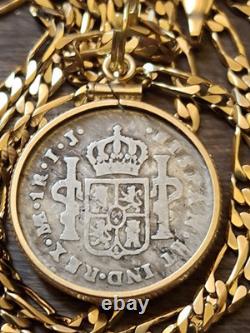 Very Rare 1789 IJ Type Colonial Peru. 903 Silver Reale Pendant w COA & Box
