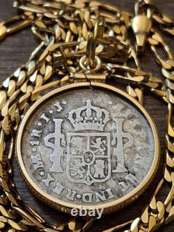 Very Rare 1789 IJ Type Colonial Peru. 903 Silver Reale Pendant w COA & Box