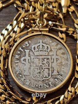 Very Rare 1789 IJ Type Colonial Peru. 903 Silver Reale Pendant w COA & Box