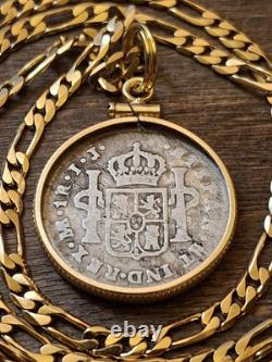 Very Rare 1789 IJ Type Colonial Peru. 903 Silver Reale Pendant w COA & Box