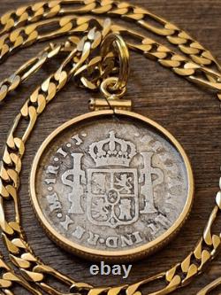 Very Rare 1789 IJ Type Colonial Peru. 903 Silver Reale Pendant w COA & Box