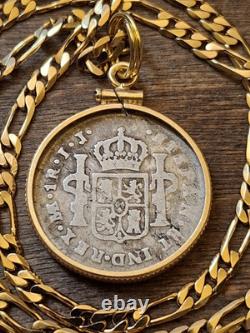 Very Rare 1789 IJ Type Colonial Peru. 903 Silver Reale Pendant w COA & Box