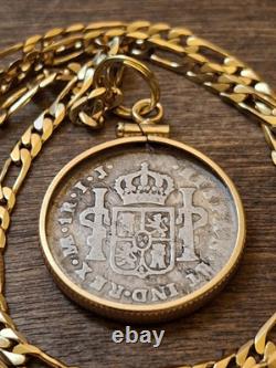 Very Rare 1789 IJ Type Colonial Peru. 903 Silver Reale Pendant w COA & Box