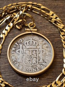 Very Rare 1789 IJ Type Colonial Peru. 903 Silver Reale Pendant w COA & Box