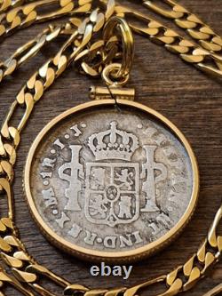 Very Rare 1789 IJ Type Colonial Peru. 903 Silver Reale Pendant w COA & Box