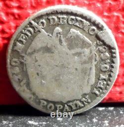 Very Rare Key Single Year Type Columbia 1875 Silver Medio 1/2 Decimo KM# 150.3a