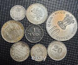 Very Rare World Silver Coin Lot High Grade High Value Curacao India Malay Etc