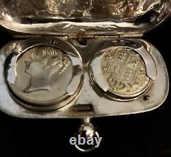 Victorian 1890 Sterling Silver 925 Hall Marked Double & Half Sovereign Case