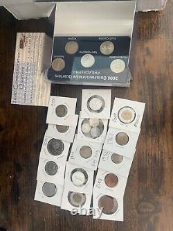 Vintage Foreign Coin Lot + Wheat Cents + Us Stamp Lot. 999 Silver! Quarter Set