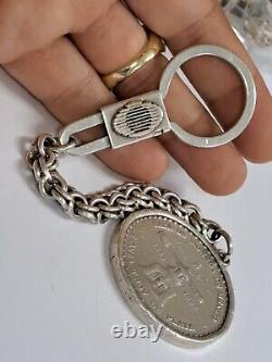 Vintage Mexico Silver Keychain Tenochitlan Coin Onz. 1993