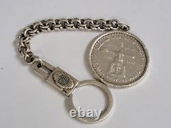 Vintage Mexico Silver Keychain Tenochitlan Coin Onz. 1993