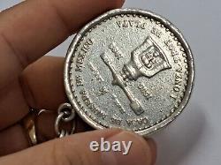 Vintage Mexico Silver Keychain Tenochitlan Coin Onz. 1993