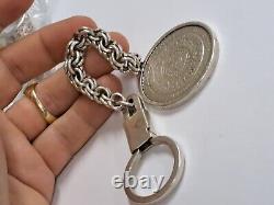 Vintage Mexico Silver Keychain Tenochitlan Coin Onz. 1993