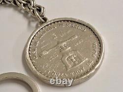 Vintage Mexico Silver Keychain Tenochitlan Coin Onz. 1993