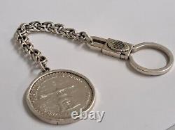 Vintage Mexico Silver Keychain Tenochitlan Coin Onz. 1993