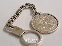 Vintage Mexico Silver Keychain Tenochitlan Coin Onz. 1993