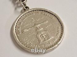 Vintage Mexico Silver Keychain Tenochitlan Coin Onz. 1993