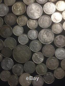 Vintage Silver World Coin Lot, Many Countries Represented, Check Out Scans