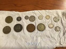 Vintage US & Foreign Coins LOT of 13 Many silver! Circulated-Uncertified