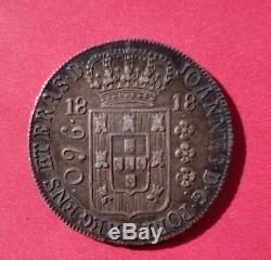 WORLD COIN BRAZILIAN 100% SILVER COIN 960 REIS 1818- João Prince Regent