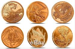 WORLD OF DRAGONS COMPLETE SET of 12 6-1 Oz. SILVER & 6-1 Oz. COPPER COINS