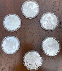 WORLD OF DRAGONS Full Set of 6 BU 1 oz silver. 999 Coins / Rounds