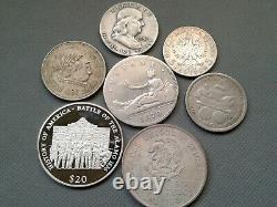 WORLD SILVER COINS LOT 7 silver coins Random Years 1870/2000 COLLECTIBLES