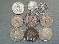 WORLD SILVER COINS LOT 9 silver coins Random Years 1808/2006 COLLECTIBLES
