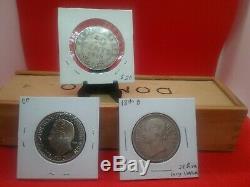 World Silver Coin Lot-1840 Rupee, 1837 & 1875 5 Francs, 1 1/2 pence Newfoundland