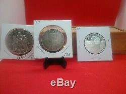 World Silver Coin Lot-1840 Rupee, 1837 & 1875 5 Francs, 1 1/2 pence Newfoundland