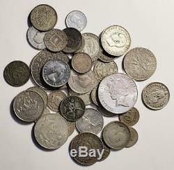 World Silver Coin Lot Circulated Foreign Coins 5 oz pure Silver