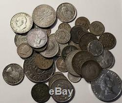 World Silver Coin Lot Circulated Foreign Coins 5 oz pure Silver