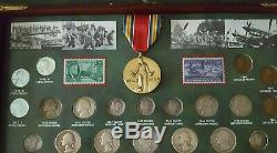 World War II Collection with Presentation Box & COA 19 Silver Coins+ Victory Medal