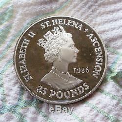 Worlds 1st 5 Oz Silver Legal Tender Coin 1986 St. Helena & Ascension 25P PROOF