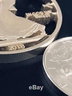 Worlds Largest Cut Coin 2018 USA ASE Silver Eagle Bullion Dollar Bling Necklace