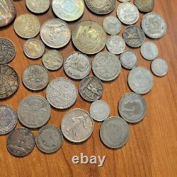 Worlds Silver coin mixed, Spain, Japan, Australia, Great Britain, Egypt, etc